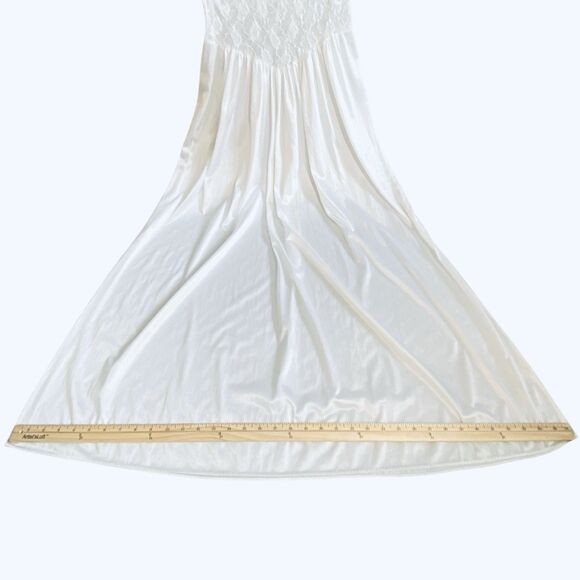 Vintage Cinema Etoile Long White Stretch Lace Bodice Nightgown Nylon Size Large - Picture 12 of 12
